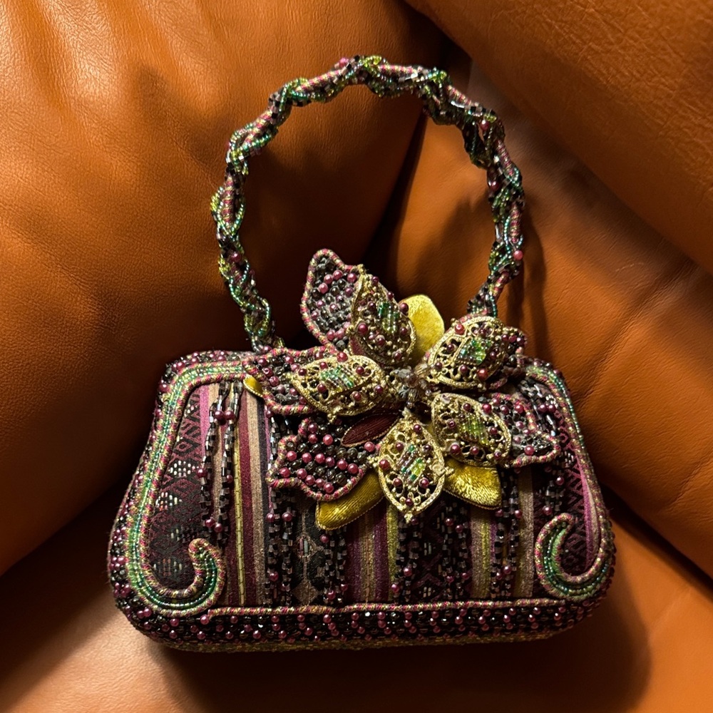 Mary Frances Multicolor Beaded Floral Clutch